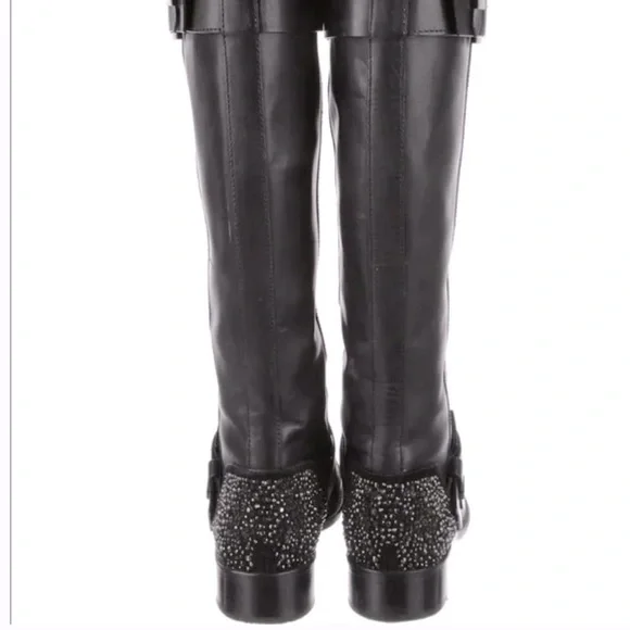 Brian Atwood Black Leather Riding Boots - Picture 3 of 13